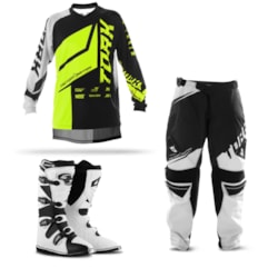 Kit Equipamento Motocross Pro Tork Factory Edition Neon - 3 Itens Kit Equipamento Motocross Pro Tork Factory Edition Neon - 3 Itens