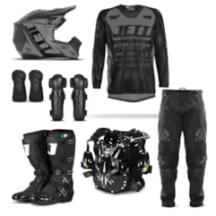 Kit Equipamento Motocross Jett Evolution - 7 Itens Kit Equipamento Motocross Jett Evolution - 7 Itens