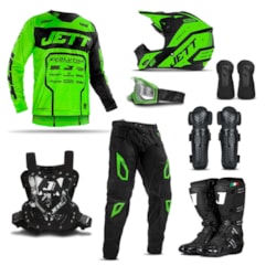 Kit Equipamento de Motocross Jett Evolution 2 - 8 Itens Kit Equipamento de Motocross Jett Evolution 2 - 8 Itens