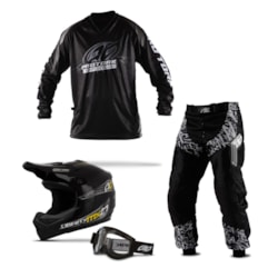 Kit Trilha Motocross Pro Tork Insane in Black - 4 Itens Kit Trilha Motocross Pro Tork Insane in Black - 4 Itens