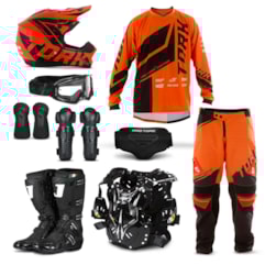 Kit Equipamento Motocross Pro Tork Factory Edition - 9 Itens Kit Equipamento Motocross Pro Tork Factory Edition - 9 Itens