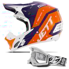 Capacete Motocross Jett Evolution 2 + Óculos Blast Capacete Motocross Jett Evolution 2 + Óculos Blast