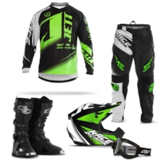 Kit Equipamento Motocross Jett Factory Edition - 5 Itens Kit Equipamento Motocross Jett Factory Edition - 5 Itens
