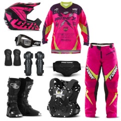 Kit Equipamento Motocross Pro Tork Insane X - 9 Itens Kit Equipamento Motocross Pro Tork Insane X - 9 Itens
