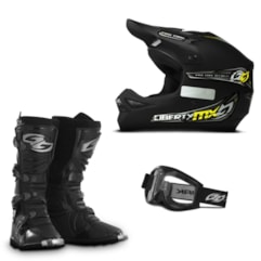 Kit Equipamento Motocross Capacete + Óculos + Bota Pro Tork - 3 Itens Kit Equipamento Motocross Capacete + Óculos + Bota Pro Tork - 3 Itens