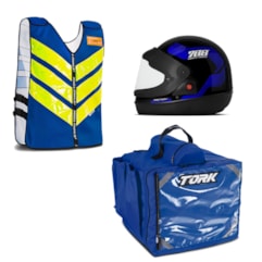 Kit Motoboy Capacete Sport Moto + Colete Refletivo + Mochila Térmica 45 Litros Kit Motoboy Capacete Sport Moto + Colete Refletivo + Mochila Térmica 45 Litros
