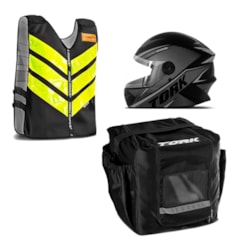 Kit Motoboy Capacete R8 + Colete Refletivo + Mochila Térmica Marmita 20 Unidades Kit Motoboy Capacete R8 + Colete Refletivo + Mochila Térmica Marmita 20 Unidades