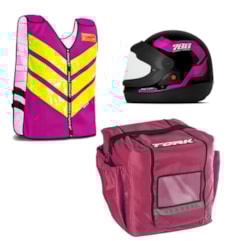 Kit Motoboy Capacete Sport Moto + Colete Refletivo + Mochila Térmica Marmita 20 Unidades Kit Motoboy Capacete Sport Moto + Colete Refletivo + Mochila Térmica Marmita 20 Unidades