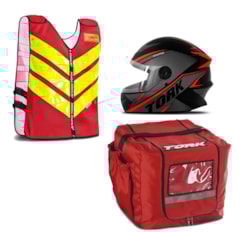 Kit Motoboy Capacete R8 + Colete Refletivo + Mochila Térmica 16 Unidades Kit Motoboy Capacete R8 + Colete Refletivo + Mochila Térmica 16 Unidades