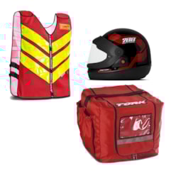 Kit Motoboy Capacete Sport Moto + Colete Refletivo + Mochila Térmica Marmita 16 Unidades Kit Motoboy Capacete Sport Moto + Colete Refletivo + Mochila Térmica Marmita 16 Unidades