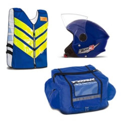 Kit Motoboy Capacete New Liberty 3 + Colete Refletivo + Mochila Térmica Marmita 12 Unidades Kit Motoboy Capacete New Liberty 3 + Colete Refletivo + Mochila Térmica Marmita 12 Unidades