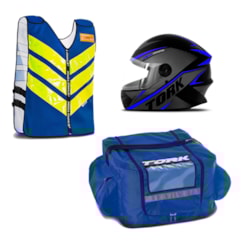 Kit Motoboy Capacete R8 + Colete Refletivo + Mochila Térmica Marmita 12 Unidades Kit Motoboy Capacete R8 + Colete Refletivo + Mochila Térmica Marmita 12 Unidades