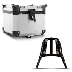 Baú Moto Alumínio Top Case 35 Litros + Bagageiro Super Adventure CB 500X 2014 À 2018 Baú Moto Alumínio Top Case 35 Litros + Bagageiro Super Adventure CB 500X 2014 À 2018