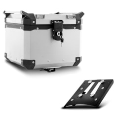 Baú Moto Alumínio Top Case 35 Litros + Base de Fixação Super Adventure Tiger 800 2014 À 2020 Baú Moto Alumínio Top Case 35 Litros + Base de Fixação Super Adventure Tiger 800 2014 À 2020