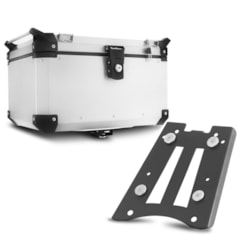 Baú Moto Alumínio Top Case 48 Litros + Base de Fixação Super Adventure Ténéré 250 2016 À 2019 Baú Moto Alumínio Top Case 48 Litros + Base de Fixação Super Adventure Ténéré 250 2016 À 2019