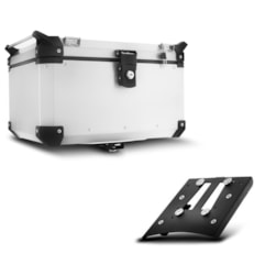 Baú Moto Alumínio Top Case 48 Litros + Base de Fixação Super Adventure Tiger 800 2014 À 2018 Baú Moto Alumínio Top Case 48 Litros + Base de Fixação Super Adventure Tiger 800 2014 À 2018
