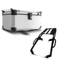 Baú Moto Alumínio Top Case 56 Litros + Bagageiro Super Adventure Versys 650 2010 À 2013 Baú Moto Alumínio Top Case 56 Litros + Bagageiro Super Adventure Versys 650 2010 À 2013