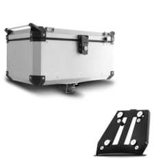 Baú Moto Alumínio Top Case 56 Litros + Base de Fixação Tiger 1200 2014 À 2018 Baú Moto Alumínio Top Case 56 Litros + Base de Fixação Tiger 1200 2014 À 2018