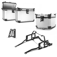 Bau Moto Top Case Roncar Kit Completo Ténéré 660 2012 Alumínio Escovado Bau Moto Top Case Roncar Kit Completo Ténéré 660 2012 Alumínio Escovado