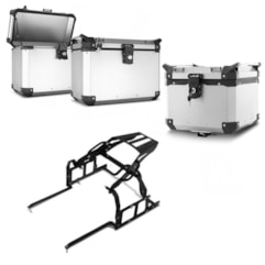 Bau Moto Top Case Roncar Kit Traseiro + Lateral Ténéré 250 2010 à 15 Alumínio Escovado Bau Moto Top Case Roncar Kit Traseiro + Lateral Ténéré 250 2010 à 15 Alumínio Escovado