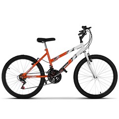 Bicicleta Aro 24 Feminina Bicolor 18 Marchas Ultra Bikes Laranja e Branca Bicicleta Aro 24 Feminina Bicolor 18 Marchas Ultra Bikes Laranja e Branca
