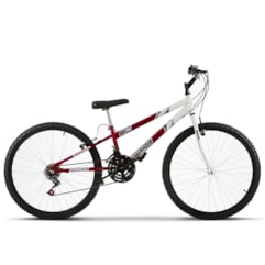 Bicicleta Aro 26 Rebaixada Bicolor 18 Marchas Ultra Bikes Vermelho e Branco Bicicleta Aro 26 Rebaixada Bicolor 18 Marchas Ultra Bikes Vermelho e Branco
