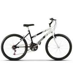 Bicicleta Ultra Aro 24 Feminina Bicolor Preto/Branco Freio V Break Bicicleta Ultra Aro 24 Feminina Bicolor Preto/Branco Freio V Break