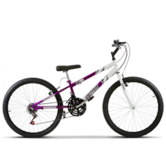 Bicicleta Ultra Aro 24 Rebaixada Bicolor Freio V Break Lilás/Branco Bicicleta Ultra Aro 24 Rebaixada Bicolor Freio V Break Lilás/Branco
