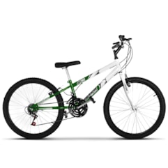 Bicicleta Ultra Aro 24 Rebaixada Bicolor Freio V Break Verde/Branco Bicicleta Ultra Aro 24 Rebaixada Bicolor Freio V Break Verde/Branco