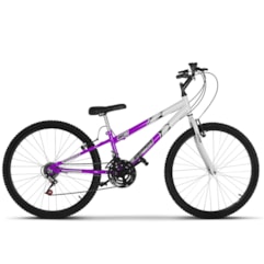 Bicicleta Ultra Aro 26 Rebaixada Bicolor Freio V Break Lilás/Branco Bicicleta Ultra Aro 26 Rebaixada Bicolor Freio V Break Lilás/Branco