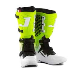 Bota Motocross Articulada Jett Hi-Vis Branco/Verde Bota Motocross Articulada Jett Hi-Vis Branco/Verde