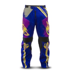 Calça Motocross Pro Tork Insane 4 Grafity Lilas/Amarelo Calça Motocross Pro Tork Insane 4 Grafity Lilas/Amarelo
