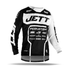 Camisa Motocross Jett Evolution 2 2019 Branco/Preto Camisa Motocross Jett Evolution 2 2019 Branco/Preto