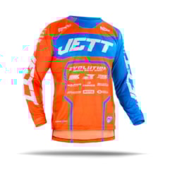Camisa Motocross Jett Evolution 2 2019 Laranja/Azul Claro Camisa Motocross Jett Evolution 2 2019 Laranja/Azul Claro