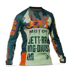 Camisa Motocross Jett Factory Edition 3 Verde - Laranja Camisa Motocross Jett Factory Edition 3 Verde - Laranja