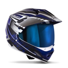 Capacete Cross TH1 Vision Adventure Azul/Branco VIS.IRIDIUM Capacete Cross TH1 Vision Adventure Azul/Branco VIS.IRIDIUM