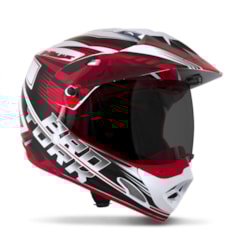 Capacete Cross TH1 Vision Adventure Branco/Vermelho VIS.FUME Capacete Cross TH1 Vision Adventure Branco/Vermelho VIS.FUME