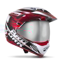 Capacete Cross TH1 Vision Adventure Branco/Vermelho Viseira Cromada Capacete Cross TH1 Vision Adventure Branco/Vermelho Viseira Cromada