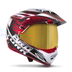 Capacete Cross TH1 Vision Adventure Branco/Vermelho Viseira Dourada Capacete Cross TH1 Vision Adventure Branco/Vermelho Viseira Dourada