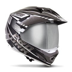 Capacete Cross TH1 Vision Adventure Cinza/Branco VIS.CROMADA Capacete Cross TH1 Vision Adventure Cinza/Branco VIS.CROMADA