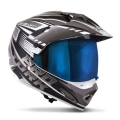 Capacete Cross TH1 Vision Adventure Cinza/Branco VIS.IRIDIUM Capacete Cross TH1 Vision Adventure Cinza/Branco VIS.IRIDIUM