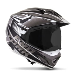 Capacete Cross TH1 Vision Adventure Cinza/Branco Viseira Fumê Capacete Cross TH1 Vision Adventure Cinza/Branco Viseira Fumê