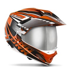 Capacete Cross TH1 Vision Adventure Laranja/Branco VIS.CROMADA Capacete Cross TH1 Vision Adventure Laranja/Branco VIS.CROMADA