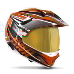 Capacete Cross TH1 Vision Adventure Laranja/Branco VIS.DOURADA Capacete Cross TH1 Vision Adventure Laranja/Branco VIS.DOURADA