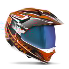 Capacete Cross TH1 Vision Adventure Laranja/Branco Viseira Camaleão Capacete Cross TH1 Vision Adventure Laranja/Branco Viseira Camaleão
