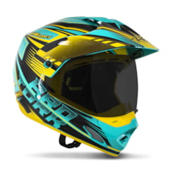 Capacete Cross TH1 Vision Adventure Verde/Amarelo VIS.FUME Capacete Cross TH1 Vision Adventure Verde/Amarelo VIS.FUME