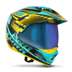 Capacete Cross TH1 Vision Adventure Verde/Amarelo Viseira Camaleão Capacete Cross TH1 Vision Adventure Verde/Amarelo Viseira Camaleão