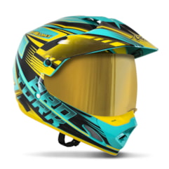 Capacete Cross TH1 Vision Adventure Verde/Amarelo Viseira Dourada Capacete Cross TH1 Vision Adventure Verde/Amarelo Viseira Dourada