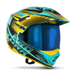 Capacete Cross TH1 Vision Adventure Verde/Amarelo Viseira Iridium Capacete Cross TH1 Vision Adventure Verde/Amarelo Viseira Iridium
