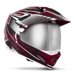 Capacete Cross TH1 Vision Adventure Vermelho Bordô/Branco VIS.CROMADA Capacete Cross TH1 Vision Adventure Vermelho Bordô/Branco VIS.CROMADA